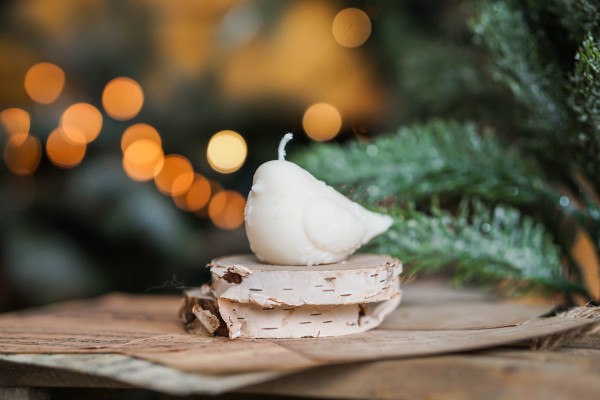 Sojų vaško žvakė balta "Paukštelis” 