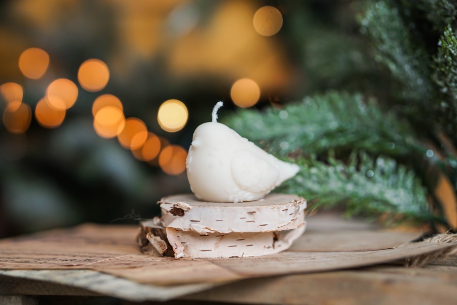 Sojų vaško žvakė balta "Paukštelis” 