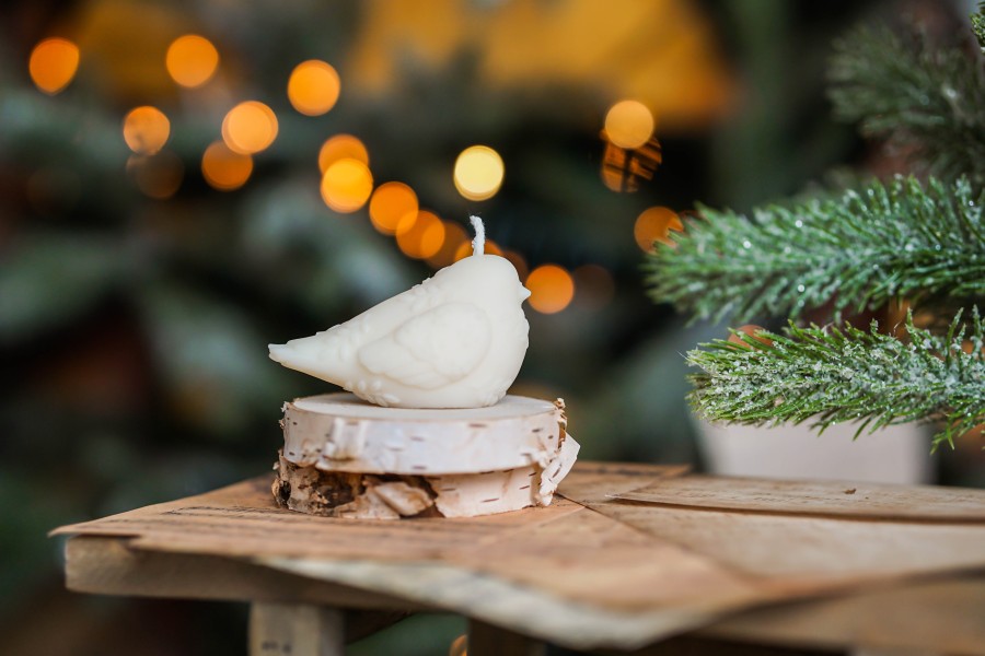 Sojų vaško žvakė balta "Paukštelis” 